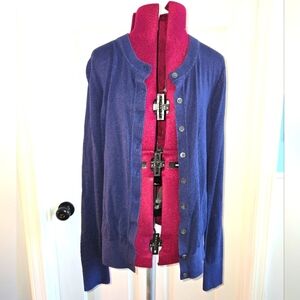 Banana Republic Small Navy Blue Silk/Cotton Blend Button Up Cardigan